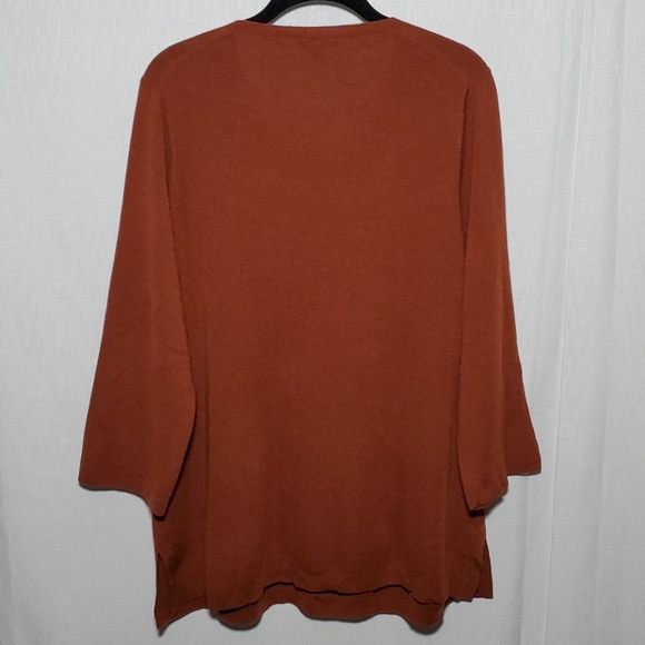 Eileen Fisher Plunged V Neck Merino Wool Sweater - Picture 6 of 7